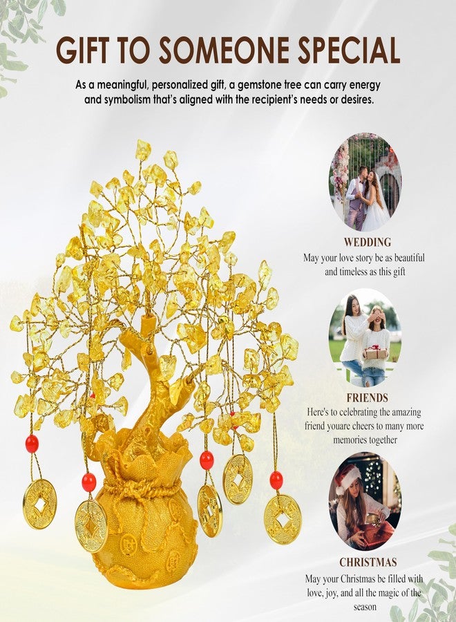 Crocon Citrine Crystal Tree of Life - Feng Shui Money Tree with 6 Coins & Potli Base - Reiki Healing Bonsai Tree for Wealth & Abundance - Crystal Tree for Positive Energy & Home Decor - Image 5